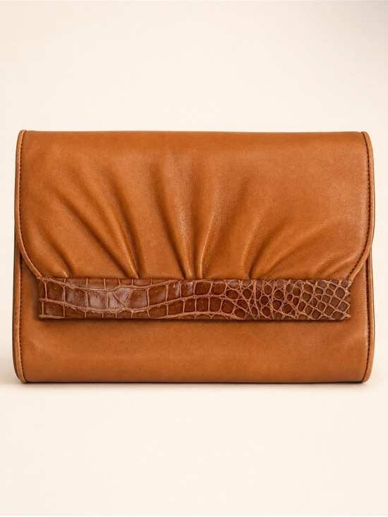Handbags - Gucci Vintage Cognac Leather Convertible Shoulder Bag Clutch